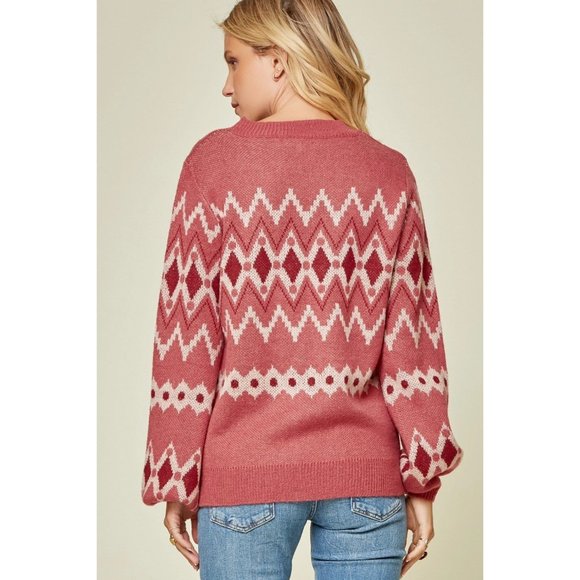 Andree By Unit Geometric Sweater, Marsala NWT - Picture 4 of 6